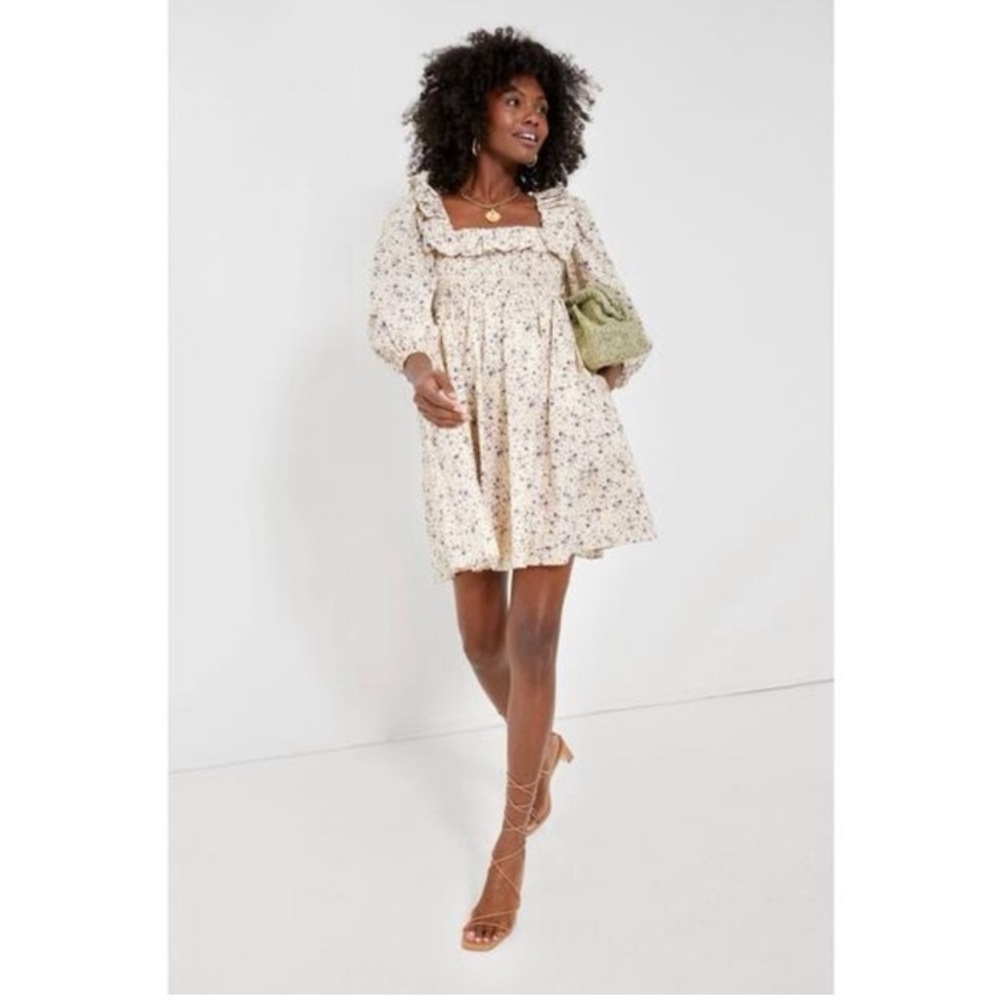 Hyacinth House Puff Sleeve Lavender Floral Freesia Dress